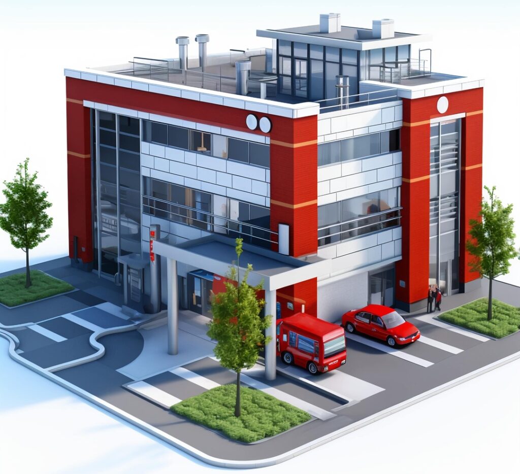 Render de diseño hospital
